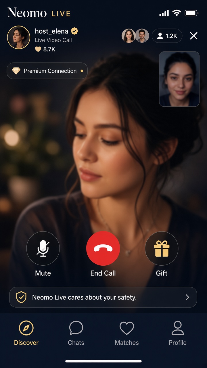 Neomo live video call screen